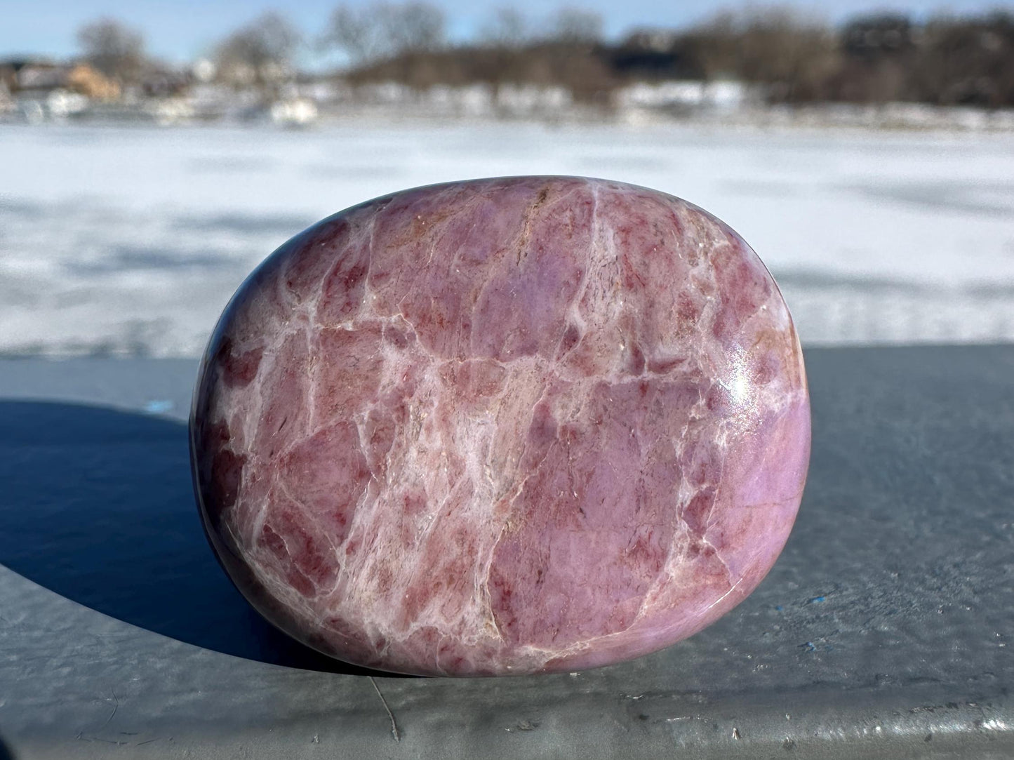 Rare Natural Lavender Jade Palm Stone from Turkey