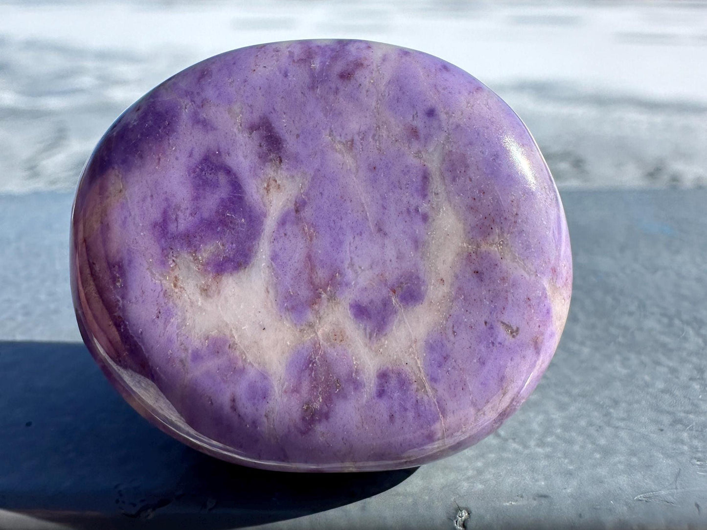 Rare Natural Lavender Jade Palm Stone from Turkey