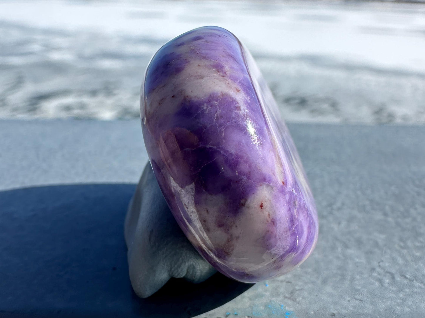 Rare Natural Lavender Jade Palm Stone from Turkey