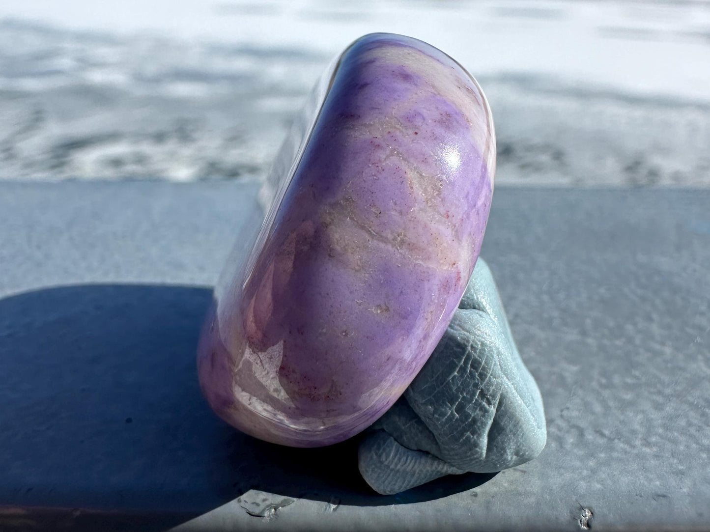 Rare Natural Lavender Jade Palm Stone from Turkey
