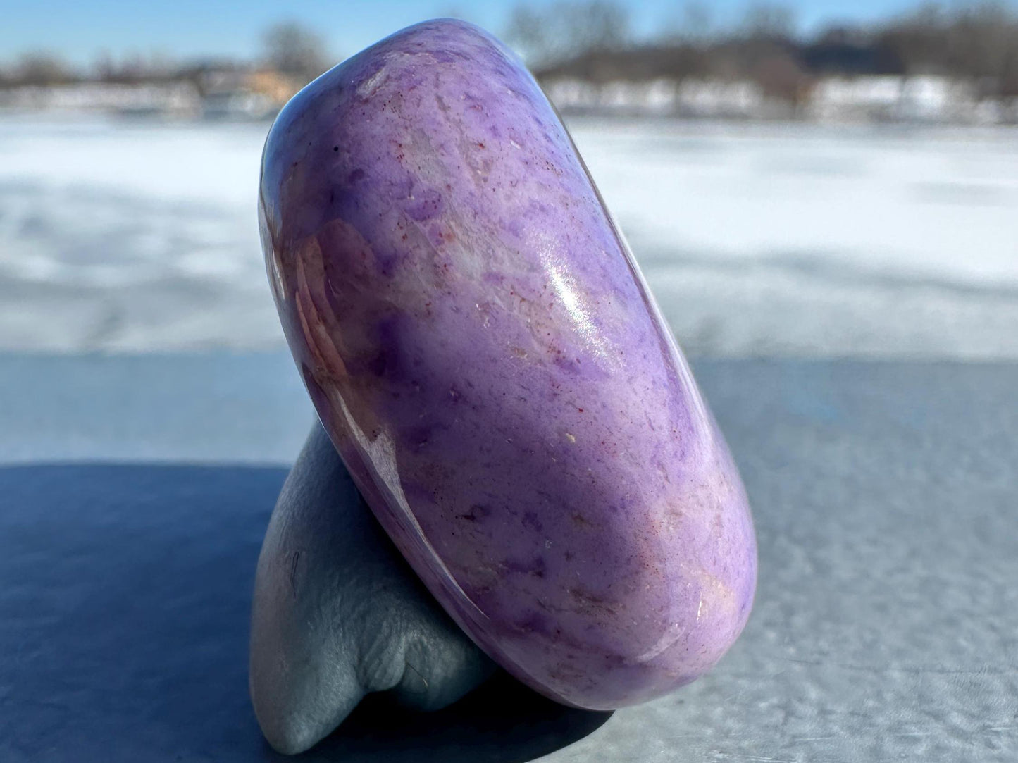 Rare Natural Lavender Jade Palm Stone from Turkey