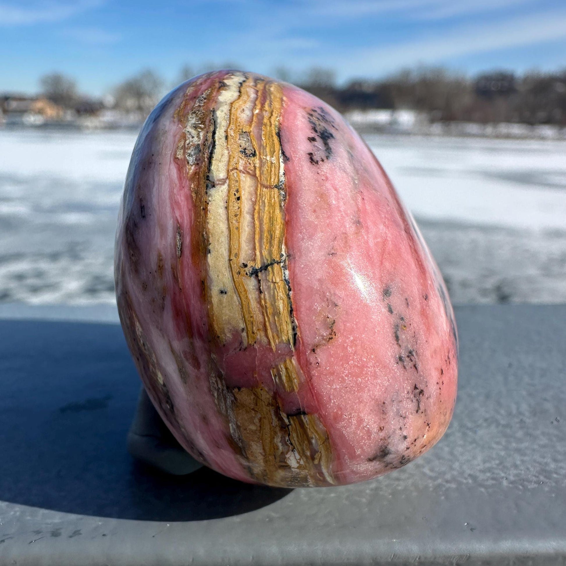 Gorgeous Natural Strawberry Opal Palm Stone