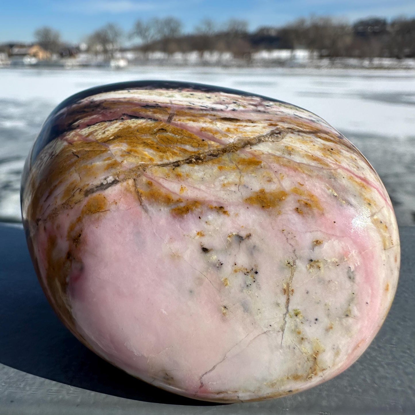 Gorgeous Natural Strawberry Opal Palm Stone