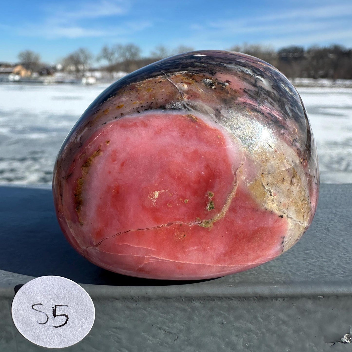 Gorgeous Natural Strawberry Opal Palm Stone