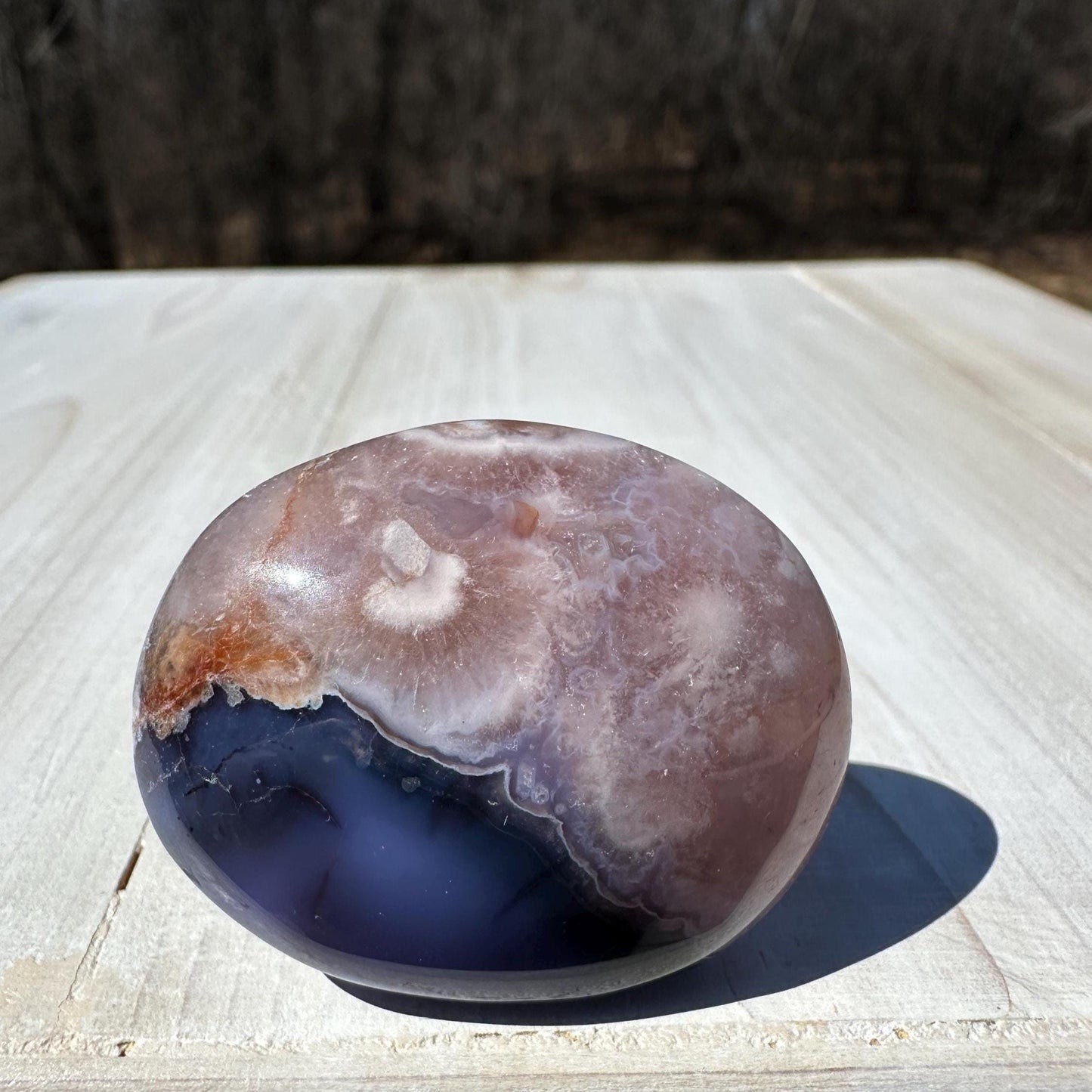 Gorgeous Blue Flower Agate Palm Stone