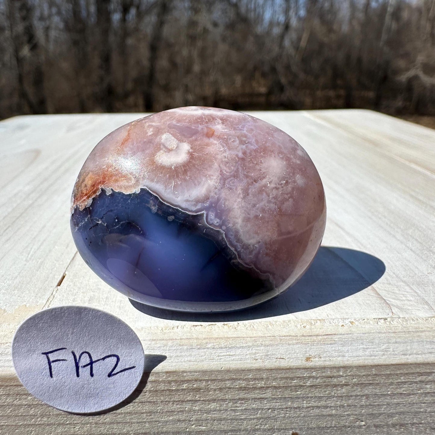 Gorgeous Blue Flower Agate Palm Stone