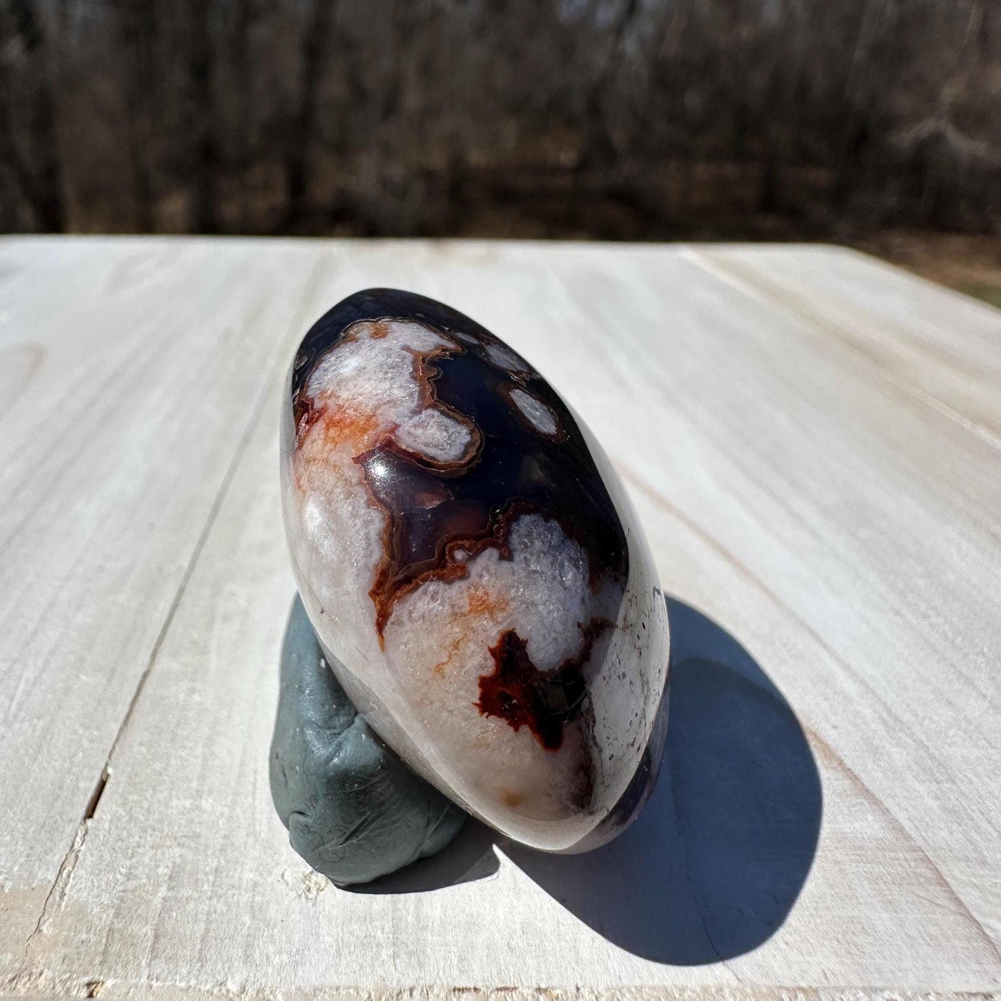 Gorgeous Blue Flower Agate Palm Stone