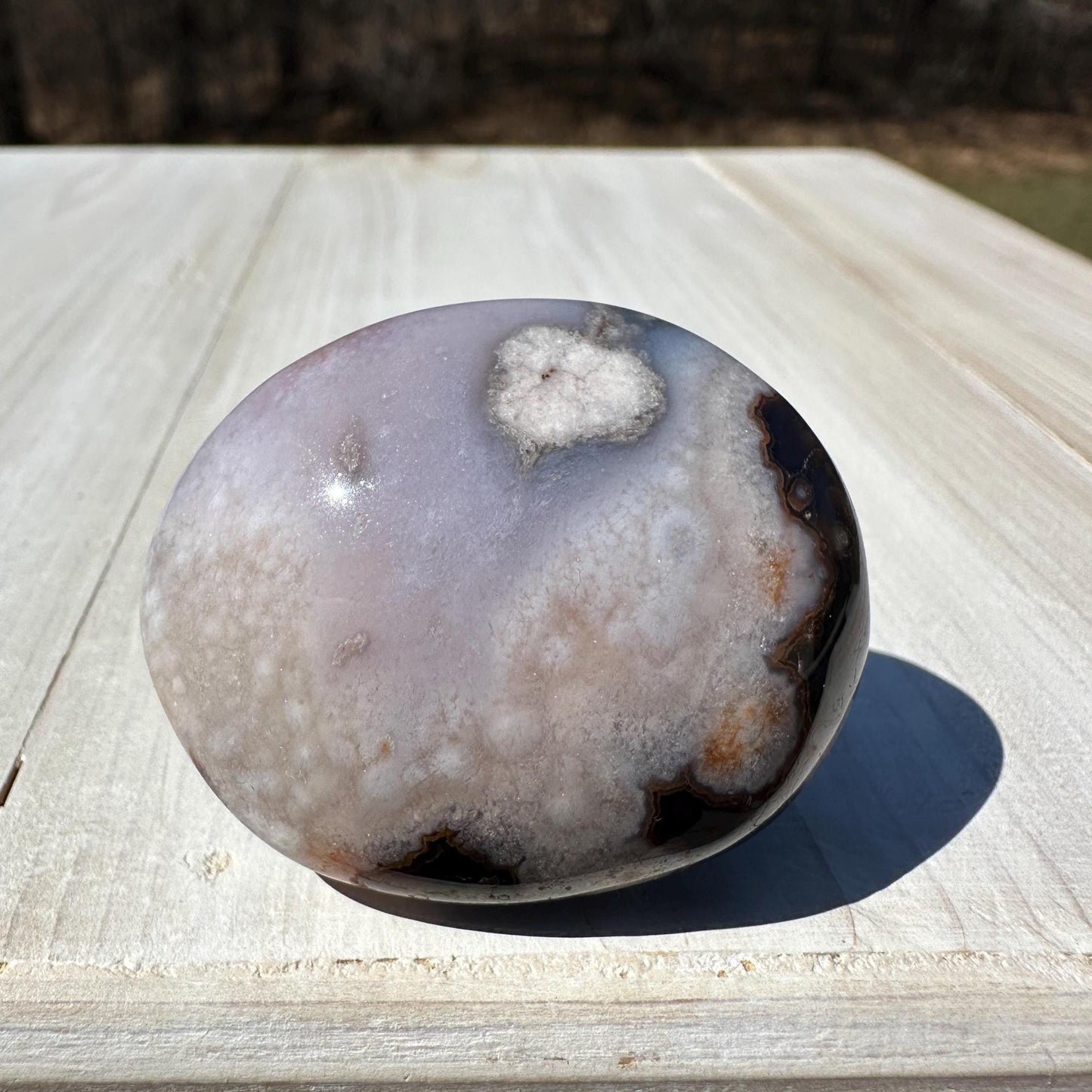 Gorgeous Blue Flower Agate Palm Stone