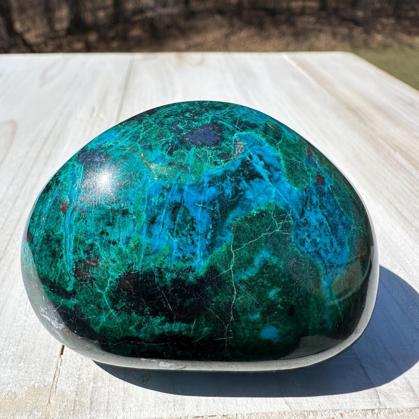 Stunning Chrysocolla and Malachite Polished Stone Freeform from Peru