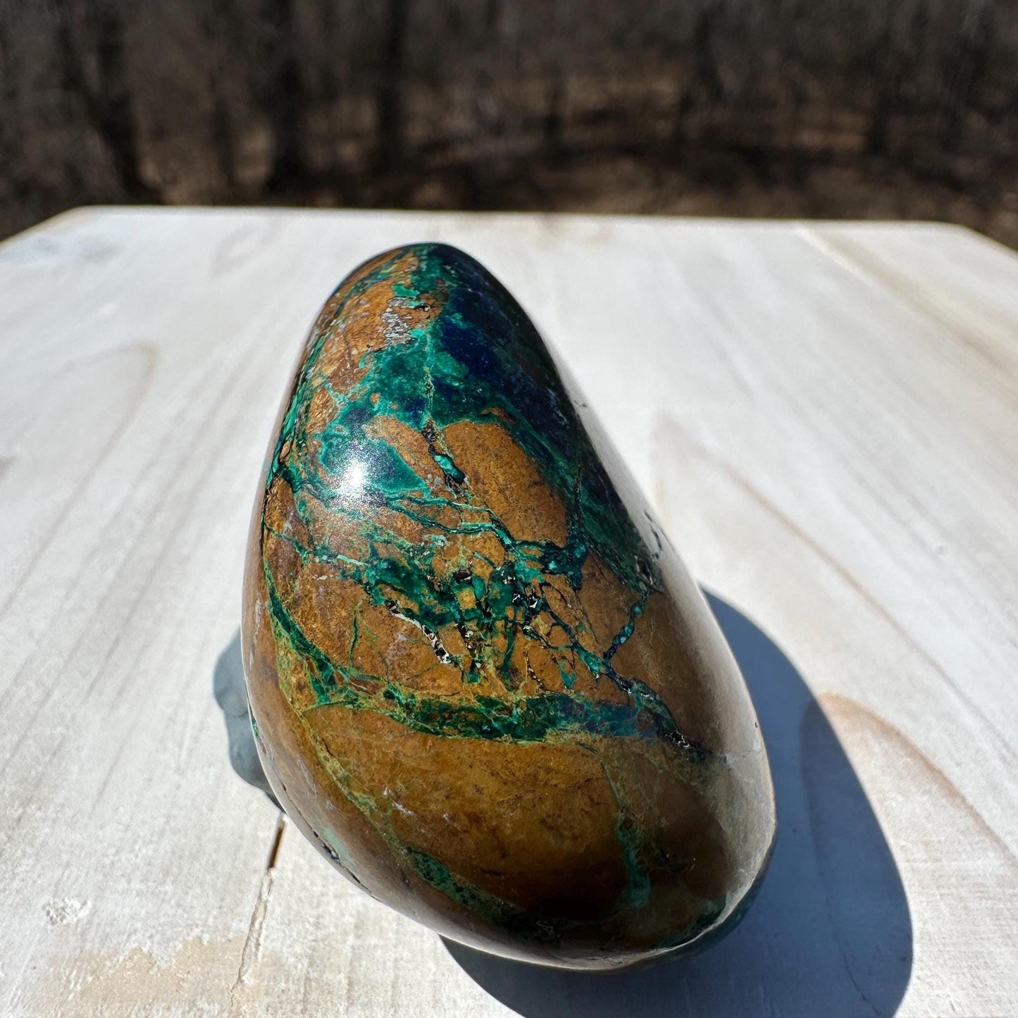 Beautiful Azurite and Malachite Polished Stone Freeform from Peru