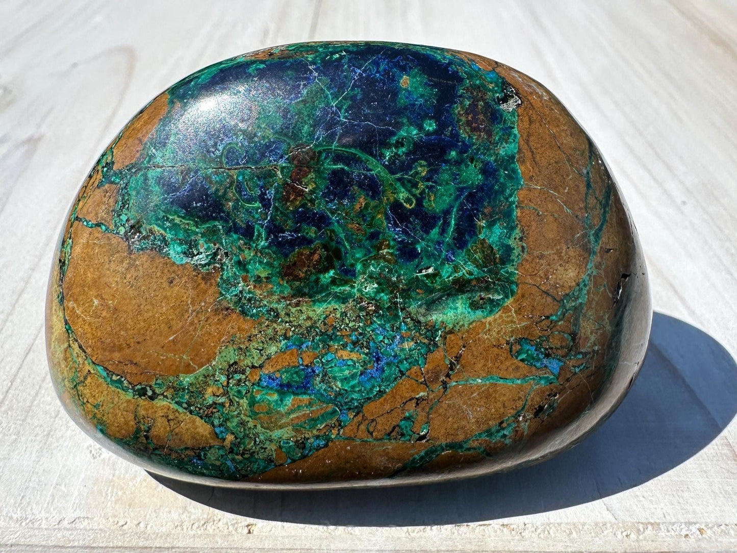 Beautiful Azurite and Malachite Polished Stone Freeform from Peru