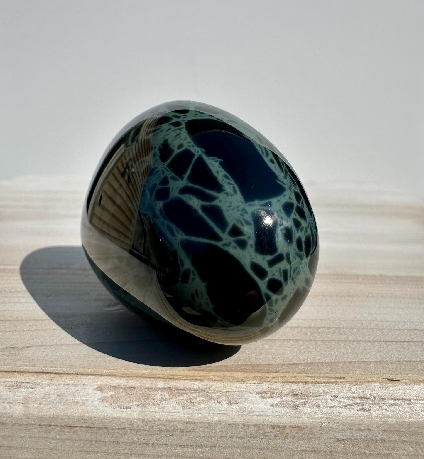 Spider Web Obsidian Palm Stone from Mexico