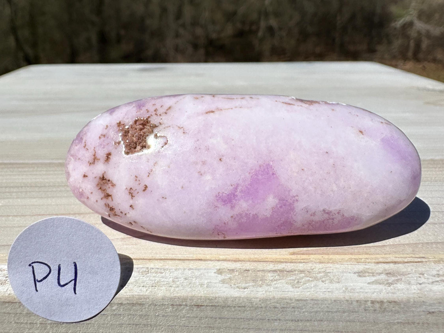 Pretty Pink Aragonite Palm Stone with Hematite