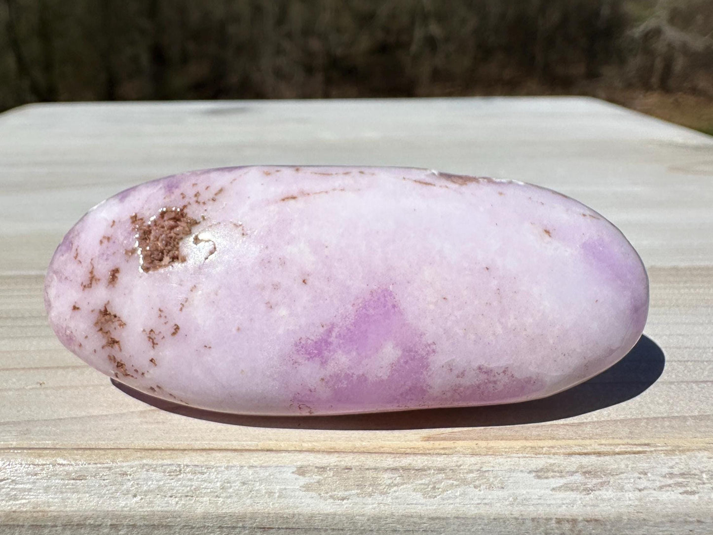 Pretty Pink Aragonite Palm Stone with Hematite