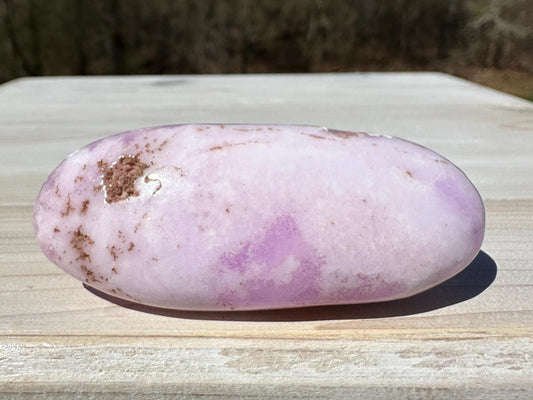 Pretty Pink Aragonite Palm Stone with Hematite