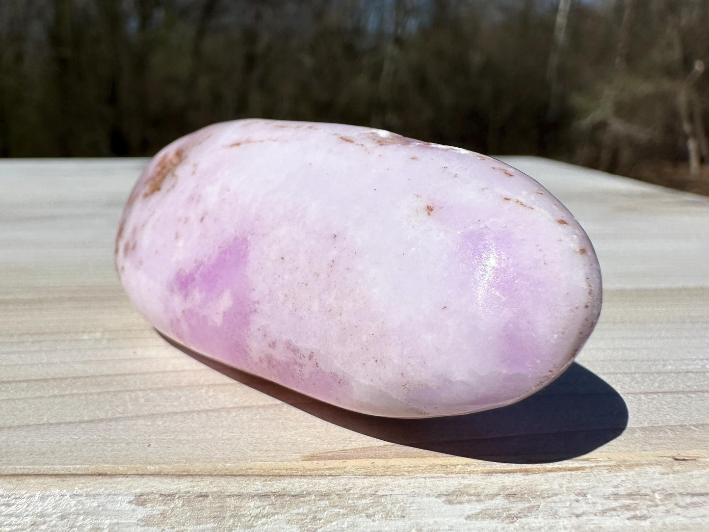 Pretty Pink Aragonite Palm Stone with Hematite