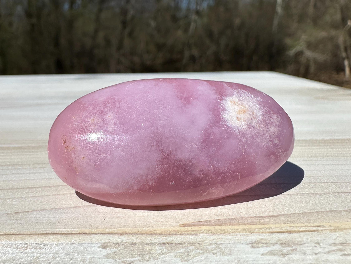 Pretty Pink Aragonite Palm Stone with Hematite