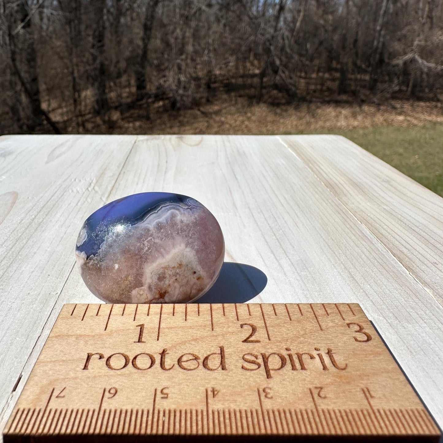 Gorgeous Blue Flower Agate Palm Stone