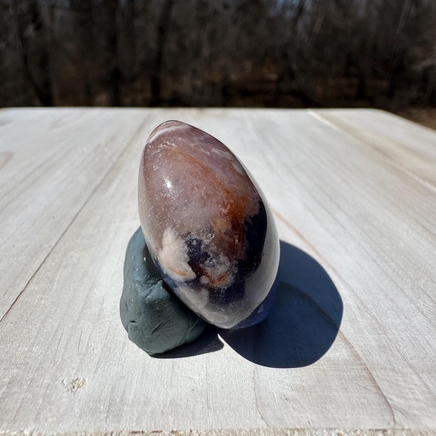 Gorgeous Blue Flower Agate Palm Stone