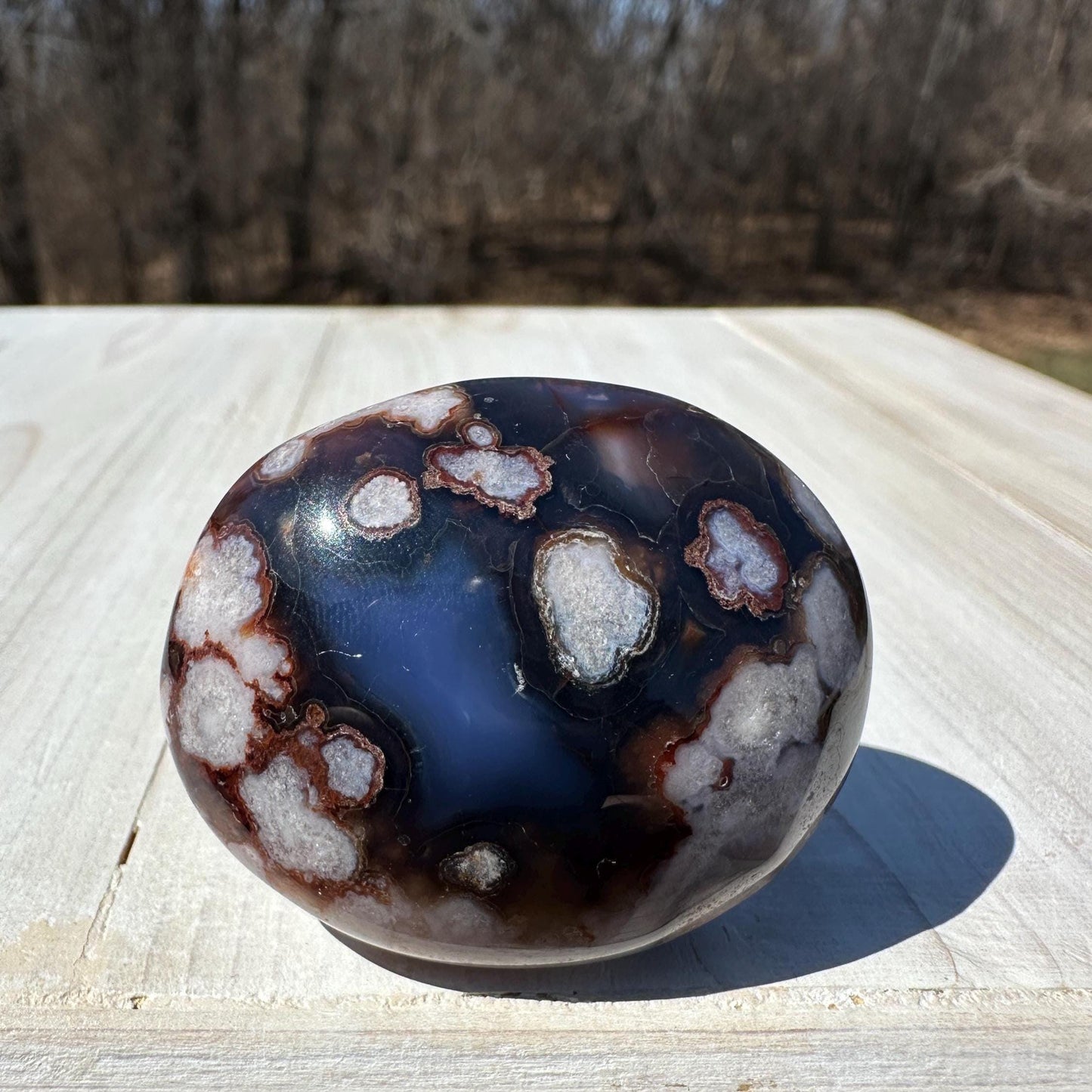 Gorgeous Blue Flower Agate Palm Stone