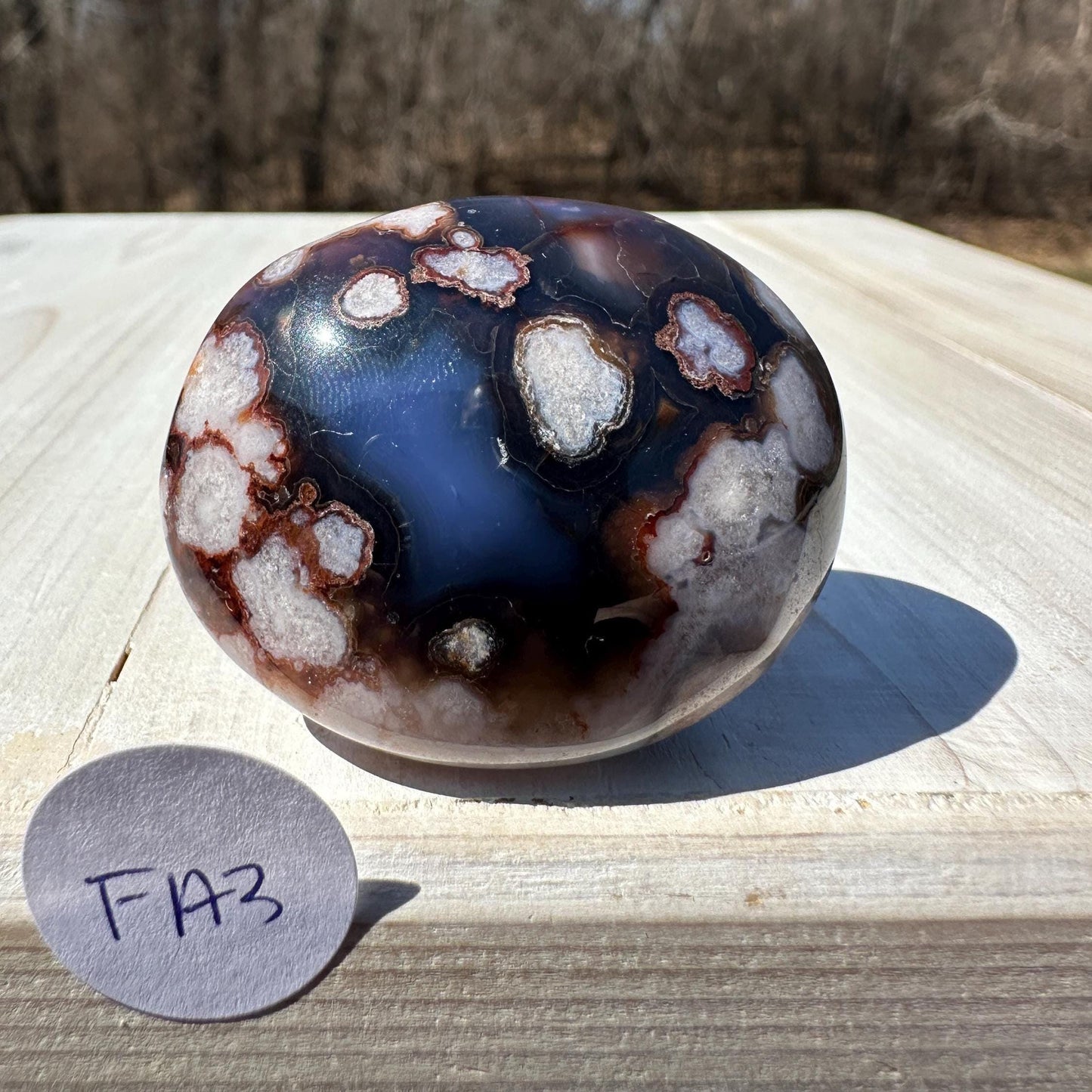 Gorgeous Blue Flower Agate Palm Stone