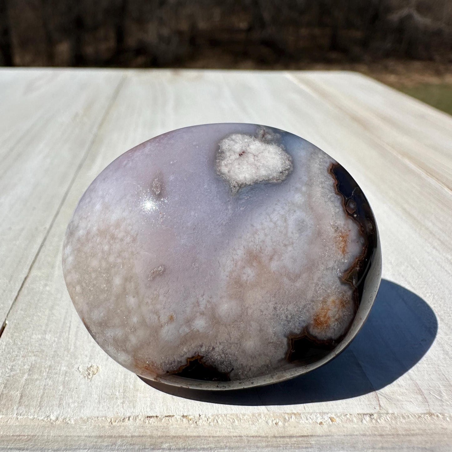 Gorgeous Blue Flower Agate Palm Stone