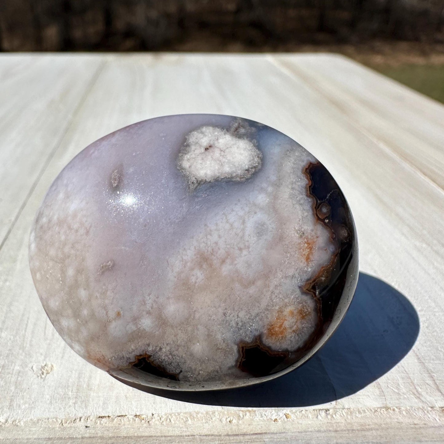 Gorgeous Blue Flower Agate Palm Stone