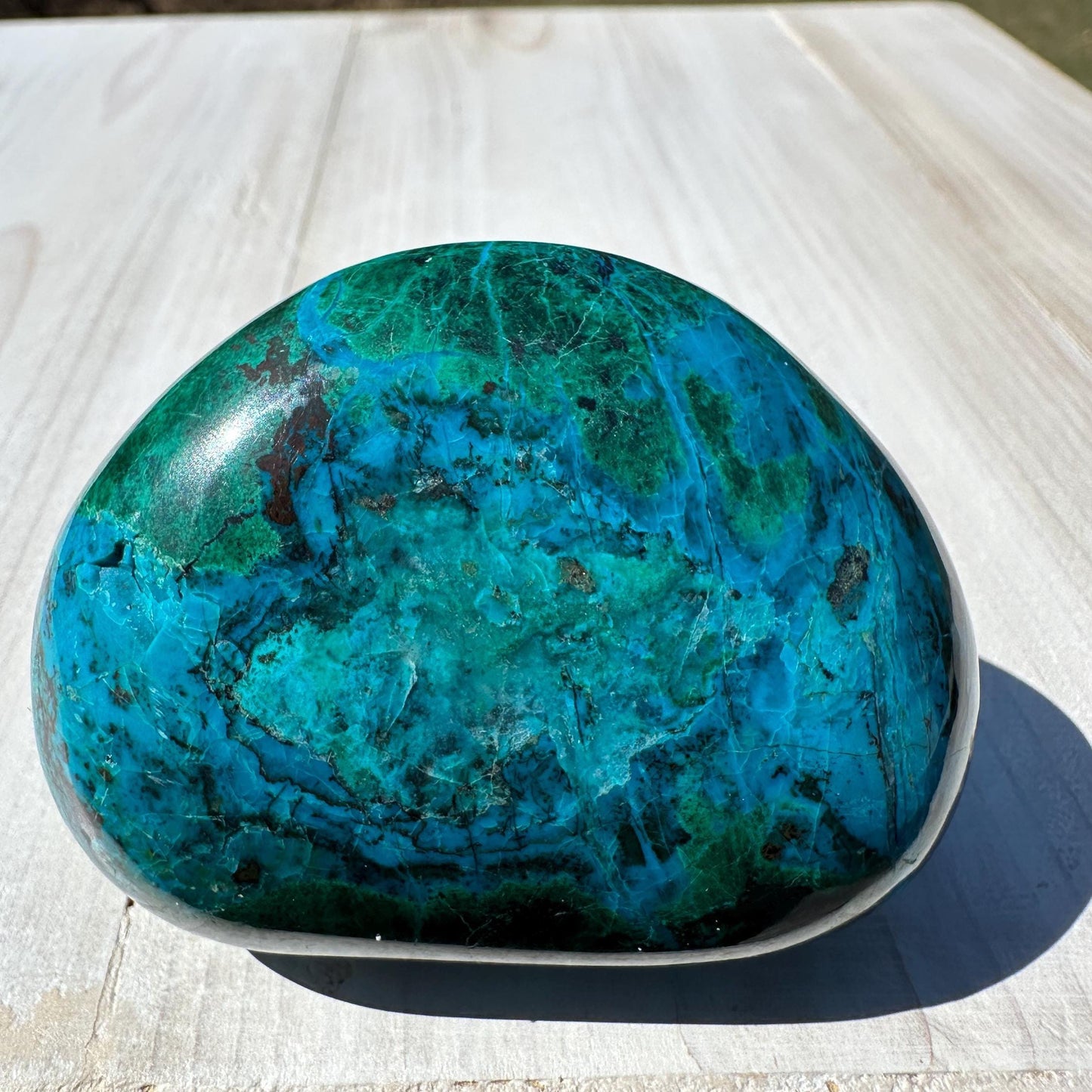 Stunning Chrysocolla and Malachite Polished Stone Freeform from Peru