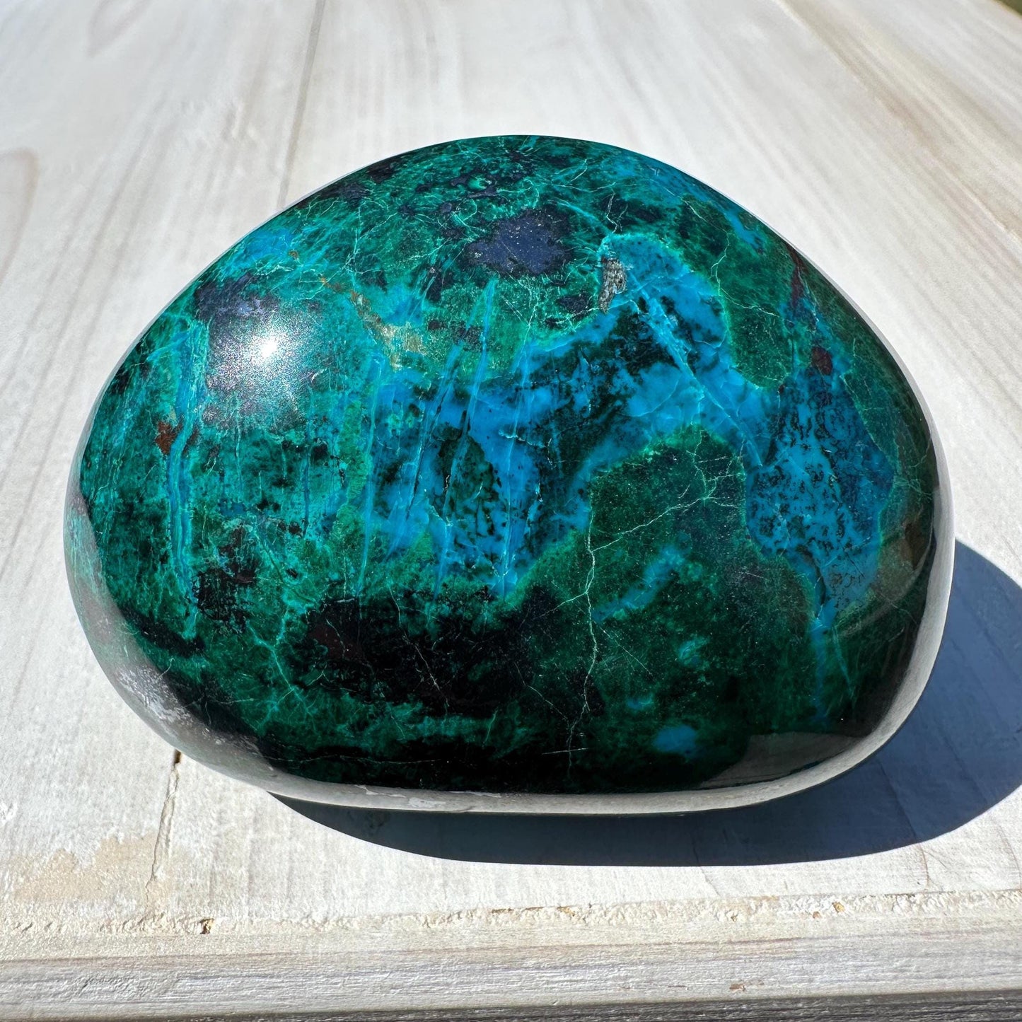 Stunning Chrysocolla and Malachite Polished Stone Freeform from Peru