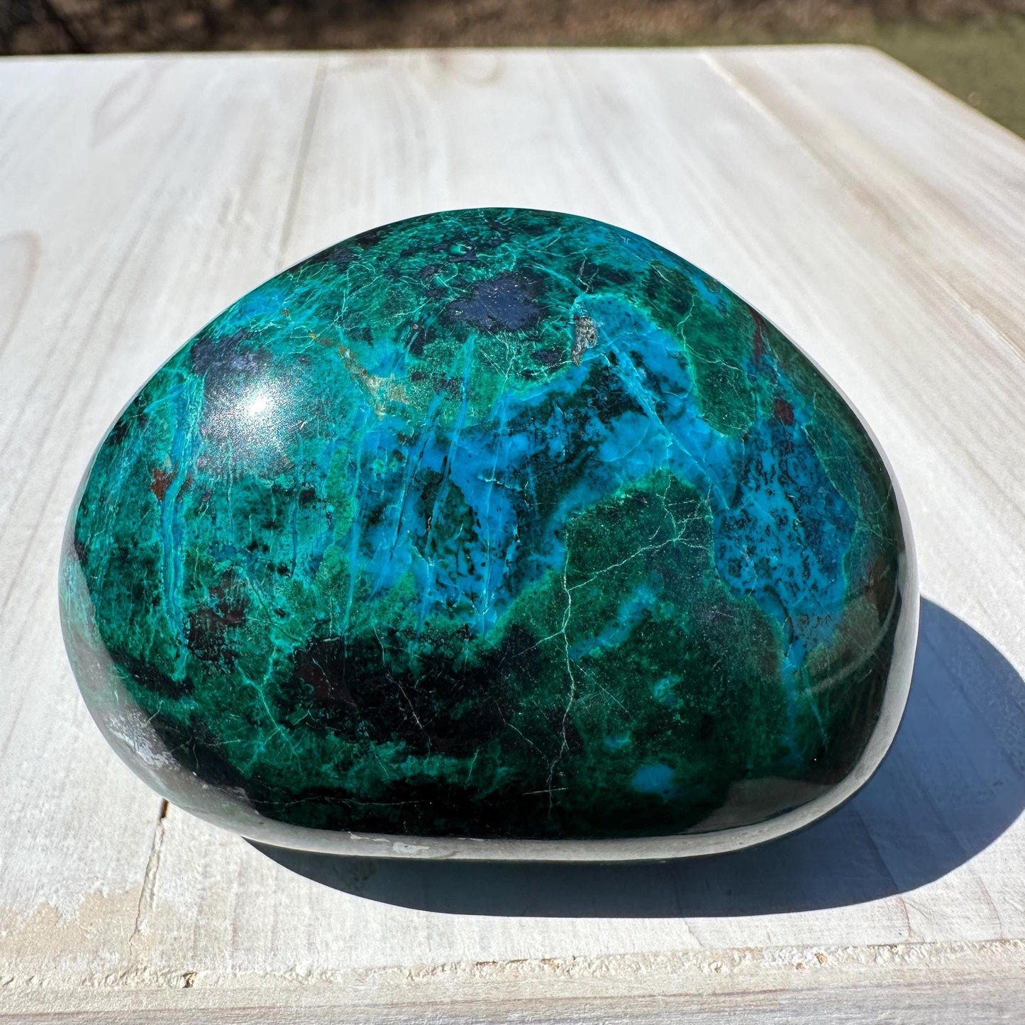 Stunning Chrysocolla and Malachite Polished Stone Freeform from Peru