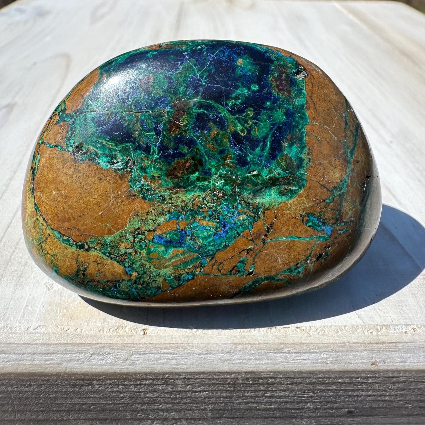 Beautiful Azurite and Malachite Polished Stone Freeform from Peru