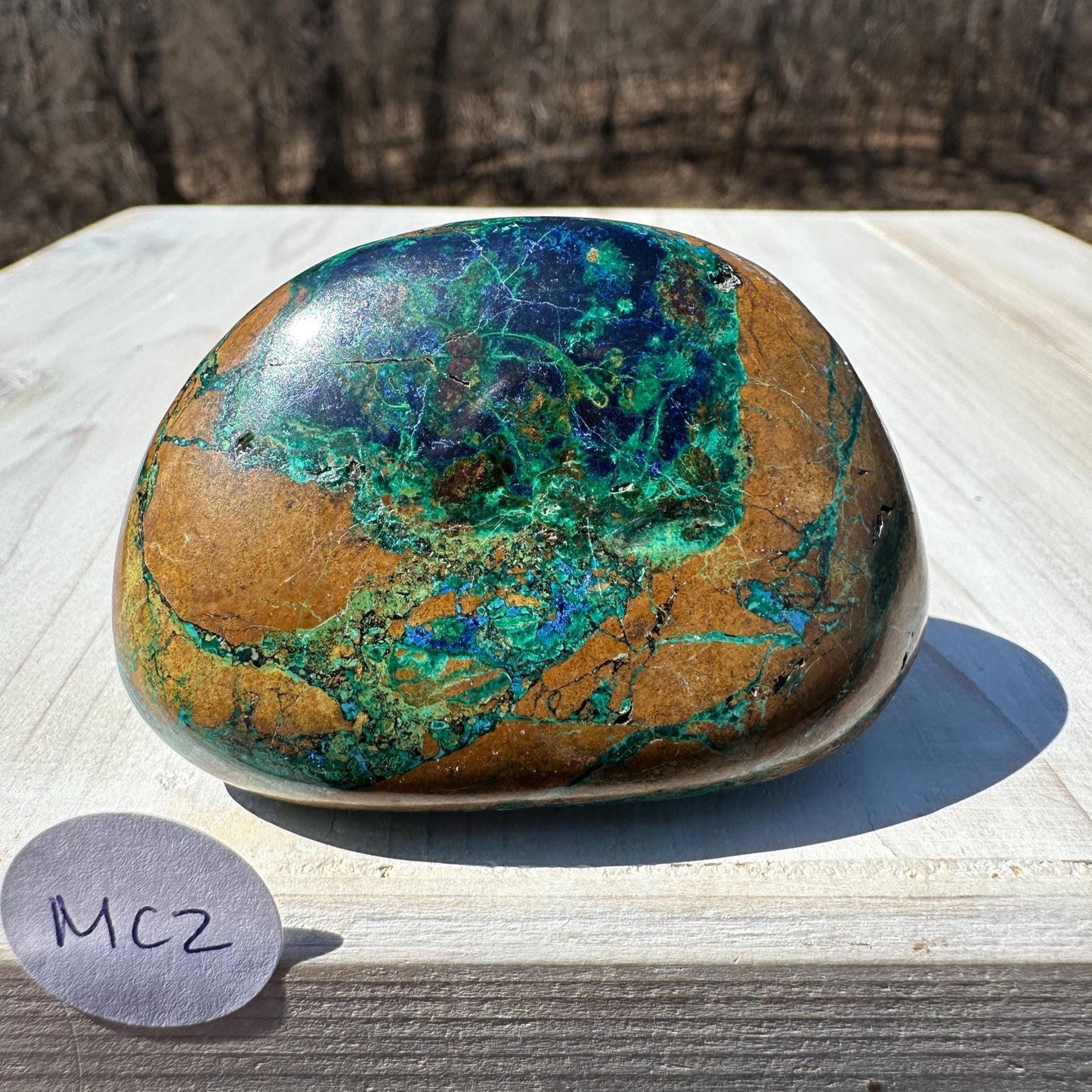 Beautiful Azurite and Malachite Polished Stone Freeform from Peru
