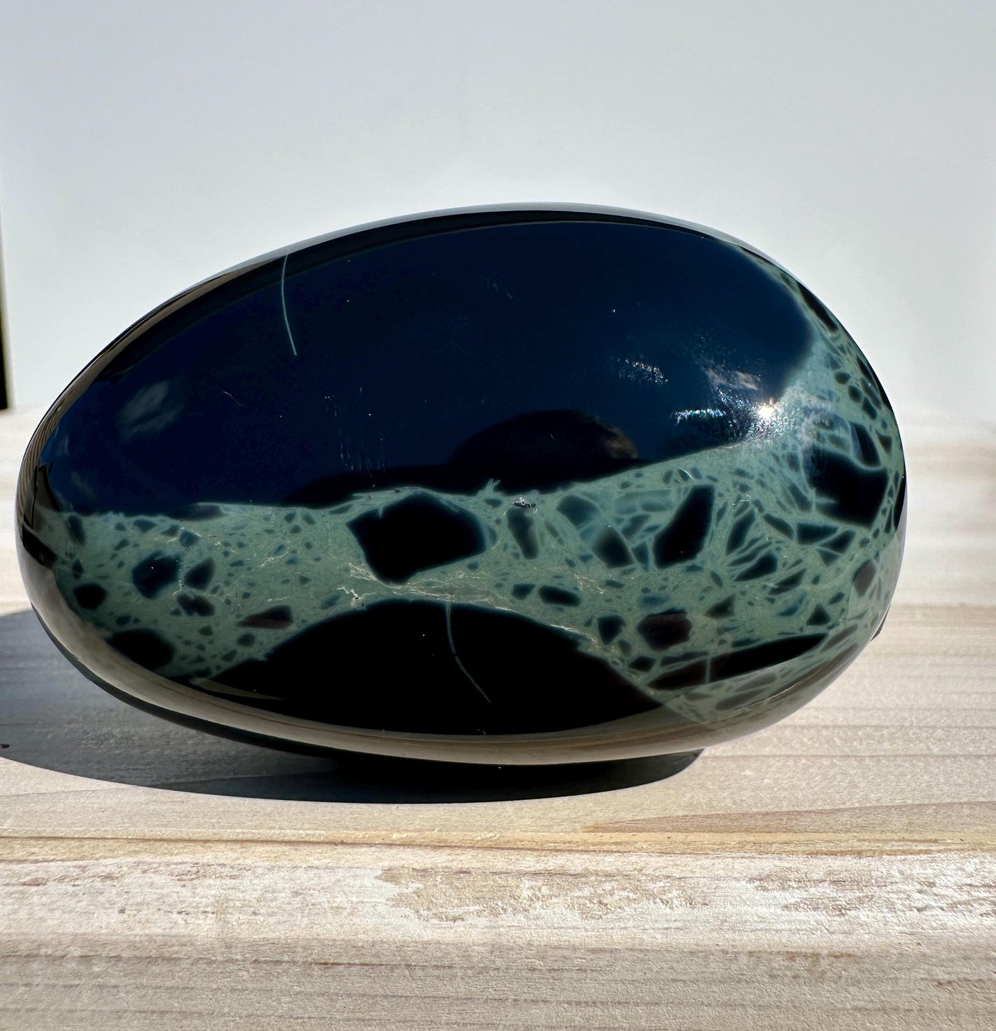 Spider Web Obsidian Palm Stone from Mexico