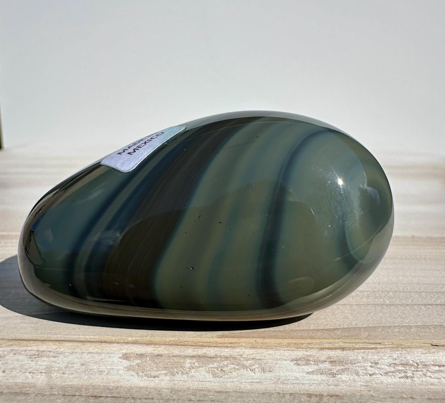 Platinum Obsidian Palm Stone from Mexico