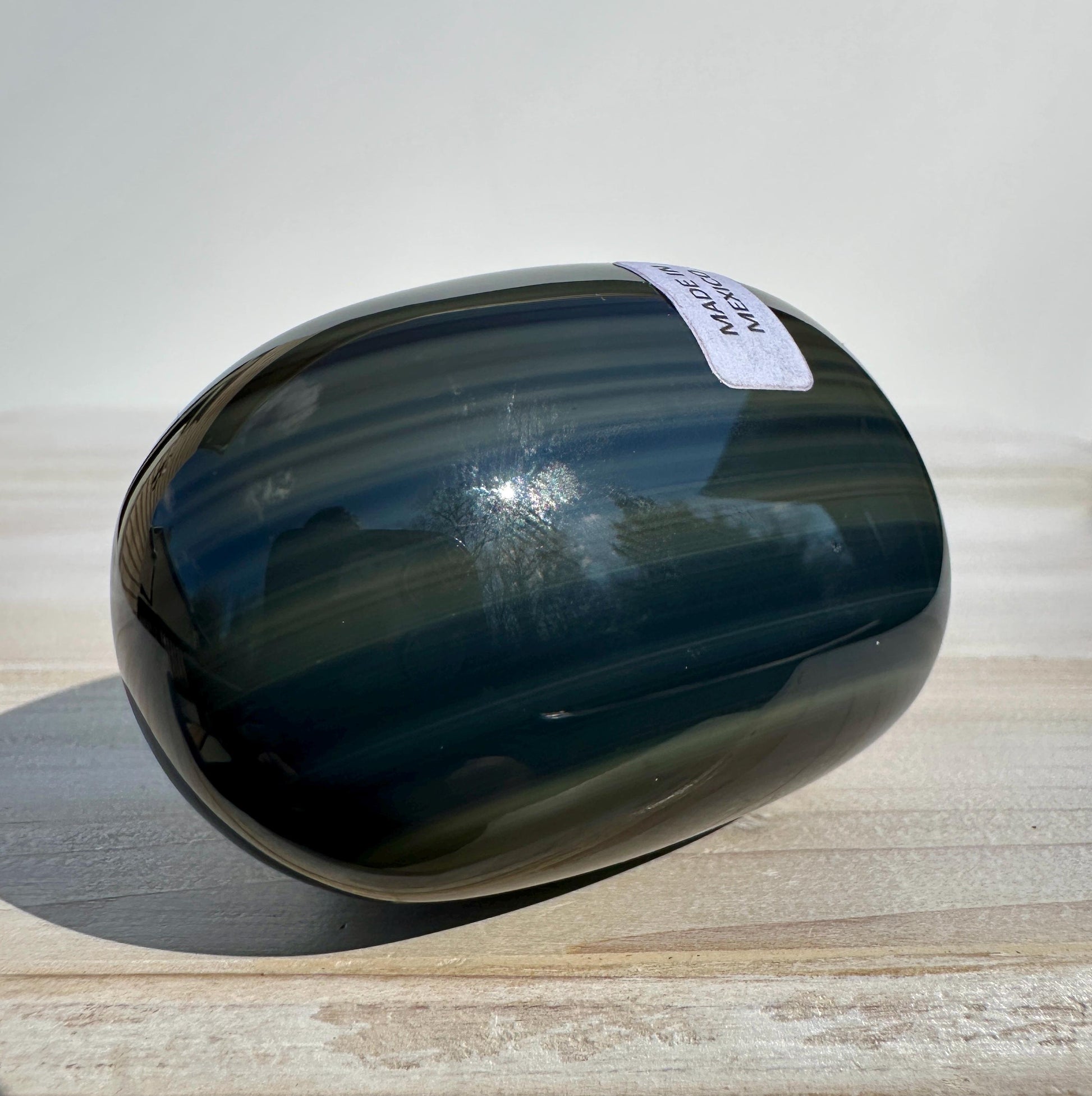 Platinum Obsidian Palm Stone from Mexico