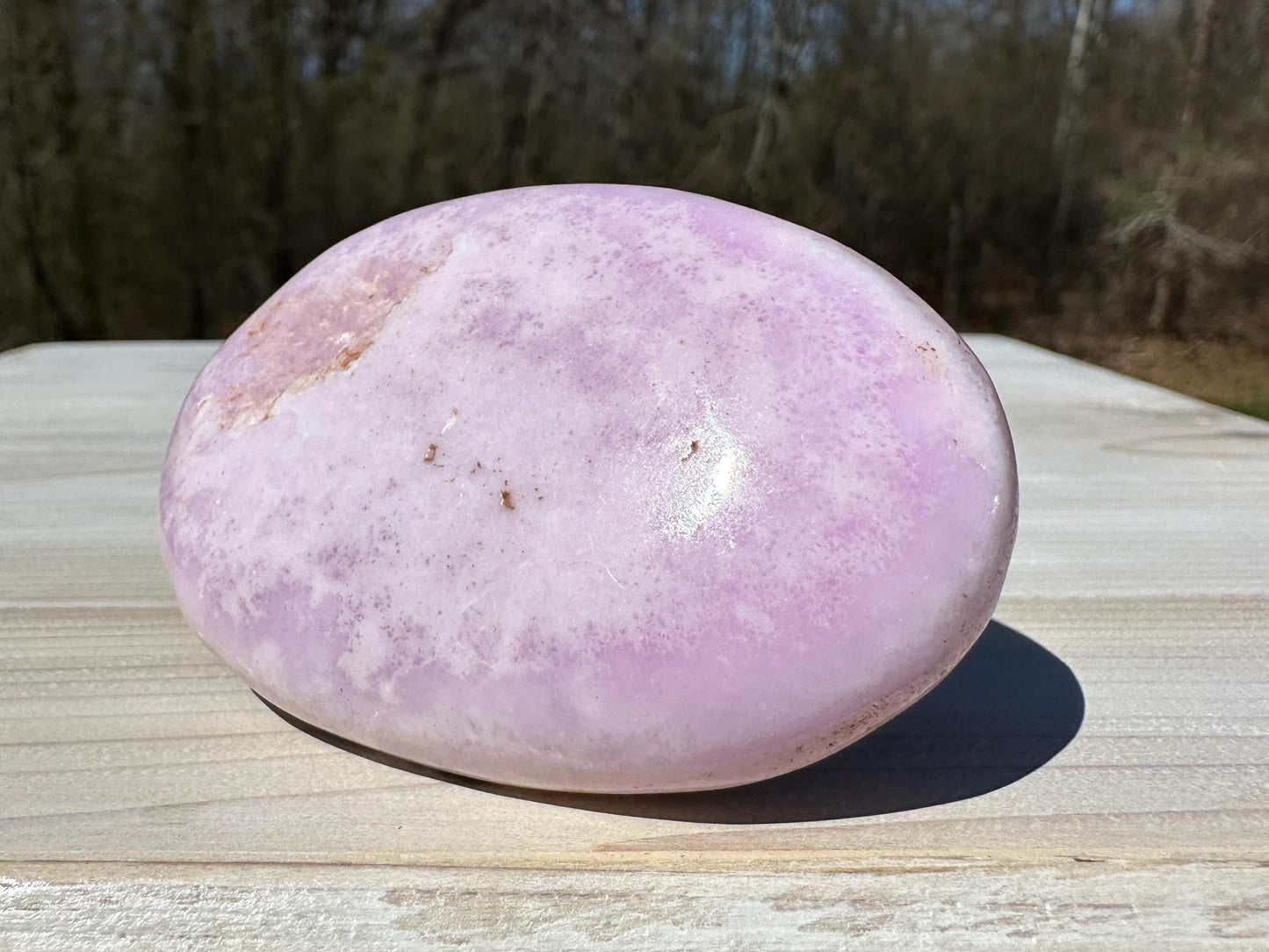 Pretty Pink Aragonite Palm Stone with Hematite