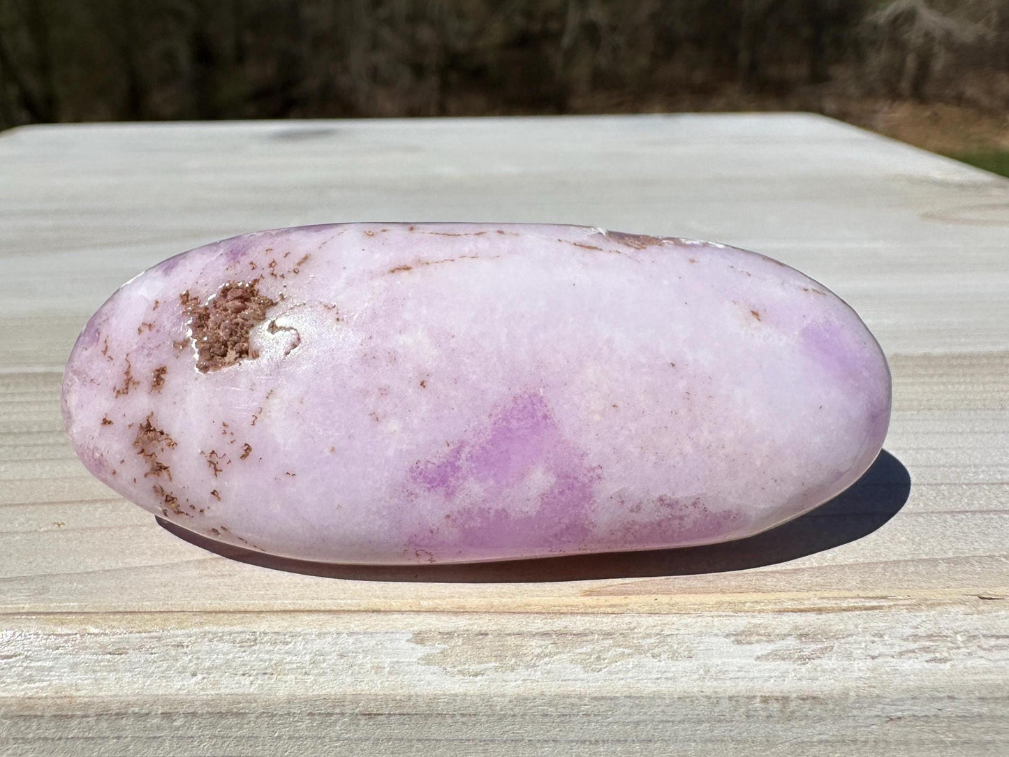 Pretty Pink Aragonite Palm Stone with Hematite