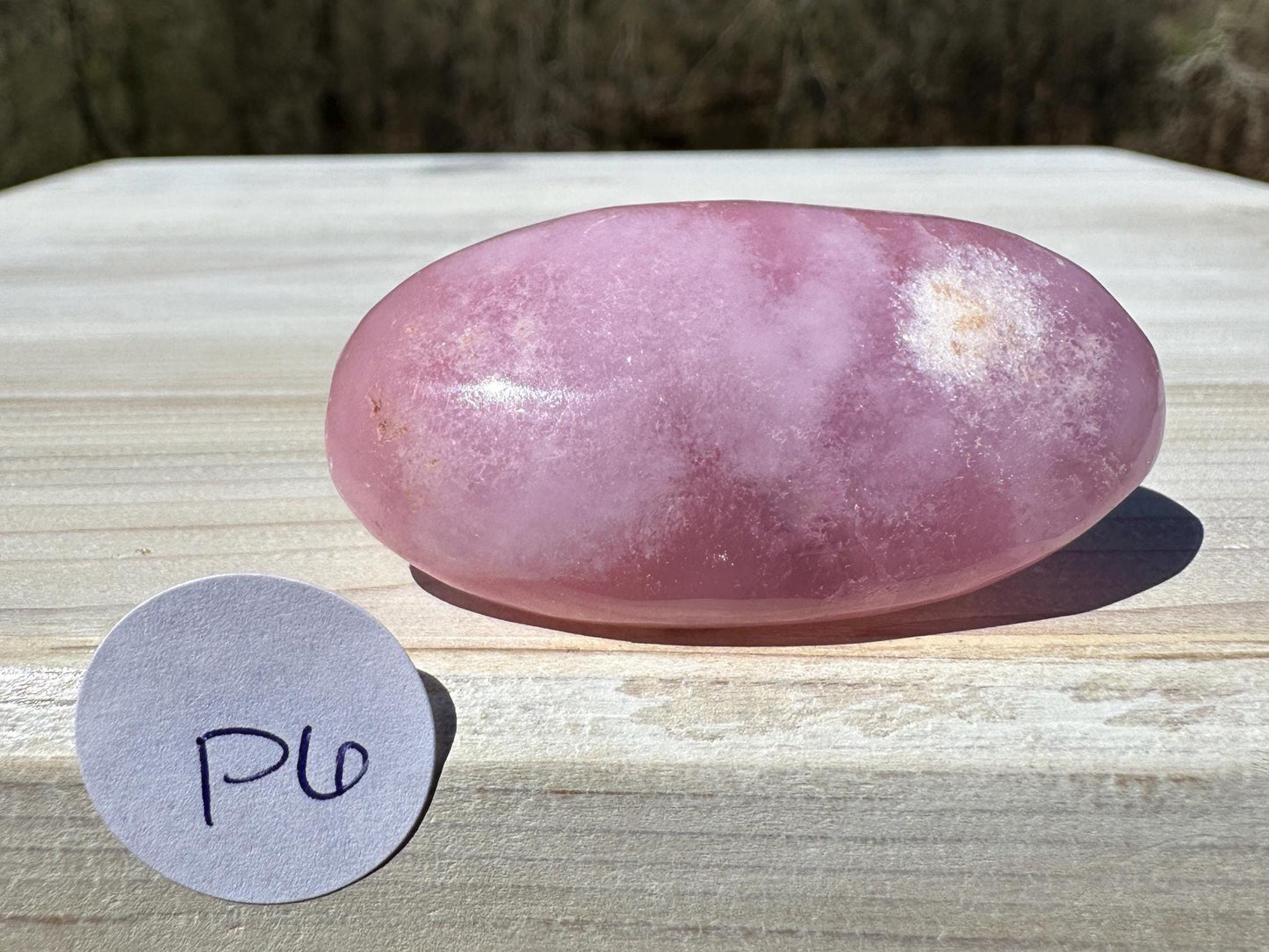 Pretty Pink Aragonite Palm Stone with Hematite