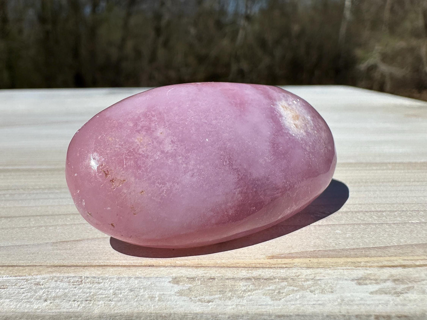 Pretty Pink Aragonite Palm Stone with Hematite