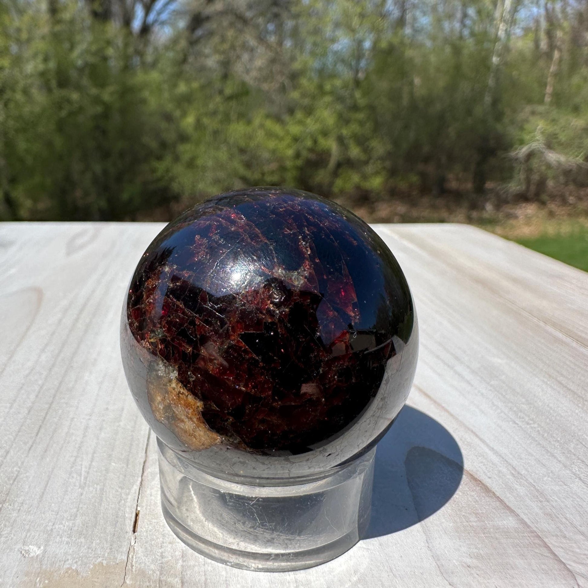 AAA Grade 41mm Star Garnet Sphere with Green Garnet and Kyanite - #1