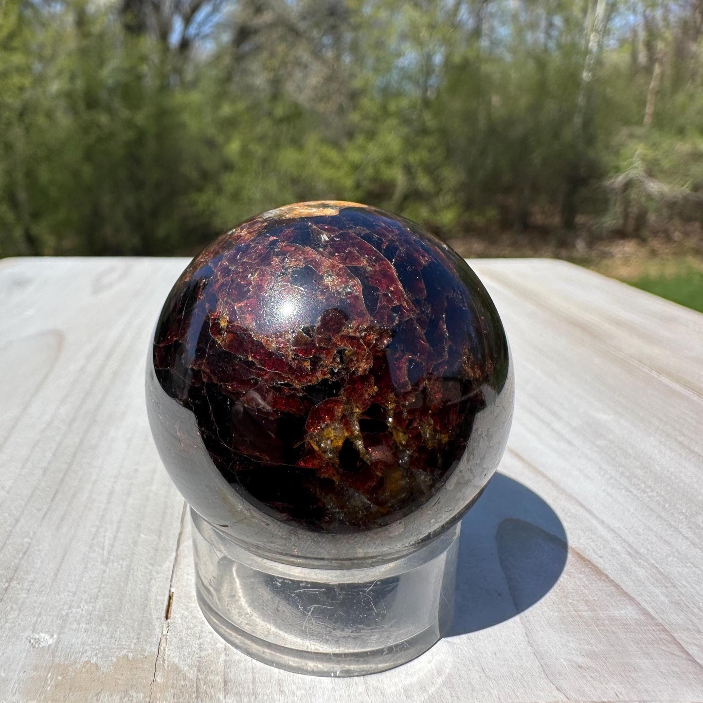 AAA Grade 41mm Star Garnet Sphere with Green Garnet and Kyanite - #1