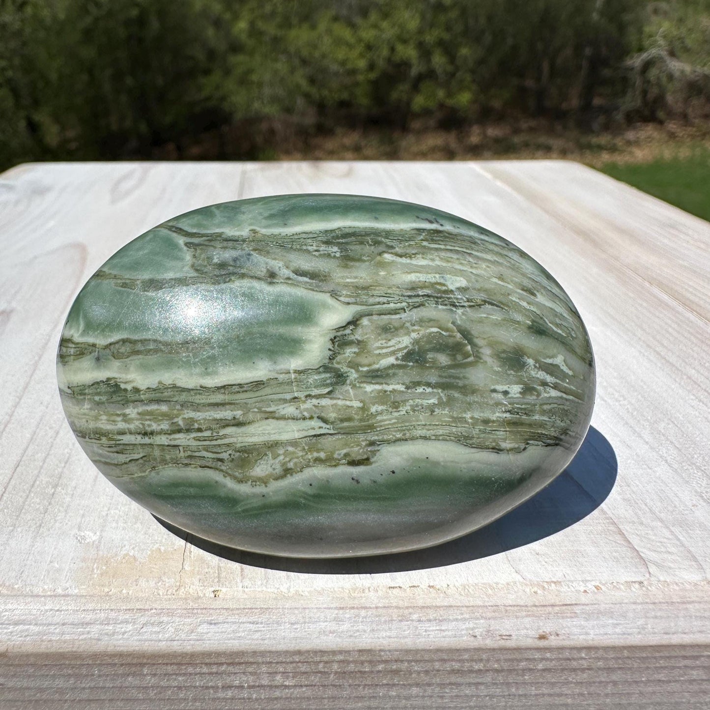 Polished Banded Serpentine Palm Stone | Infinite Stone Palm Stone - #1