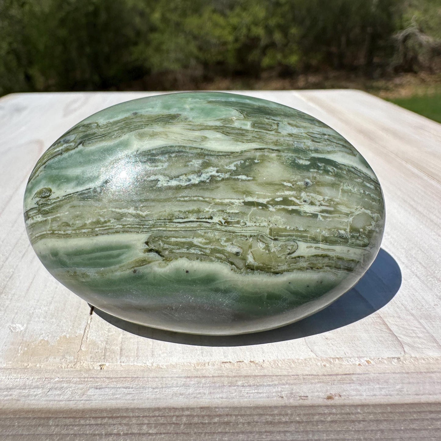 Polished Banded Serpentine Palm Stone | Infinite Stone Palm Stone - #1