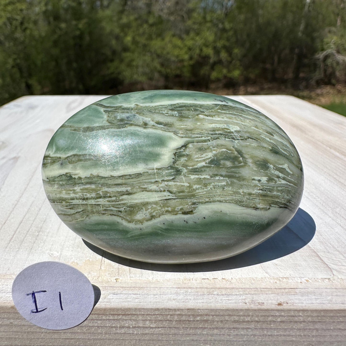 Polished Banded Serpentine Palm Stone | Infinite Stone Palm Stone - #1