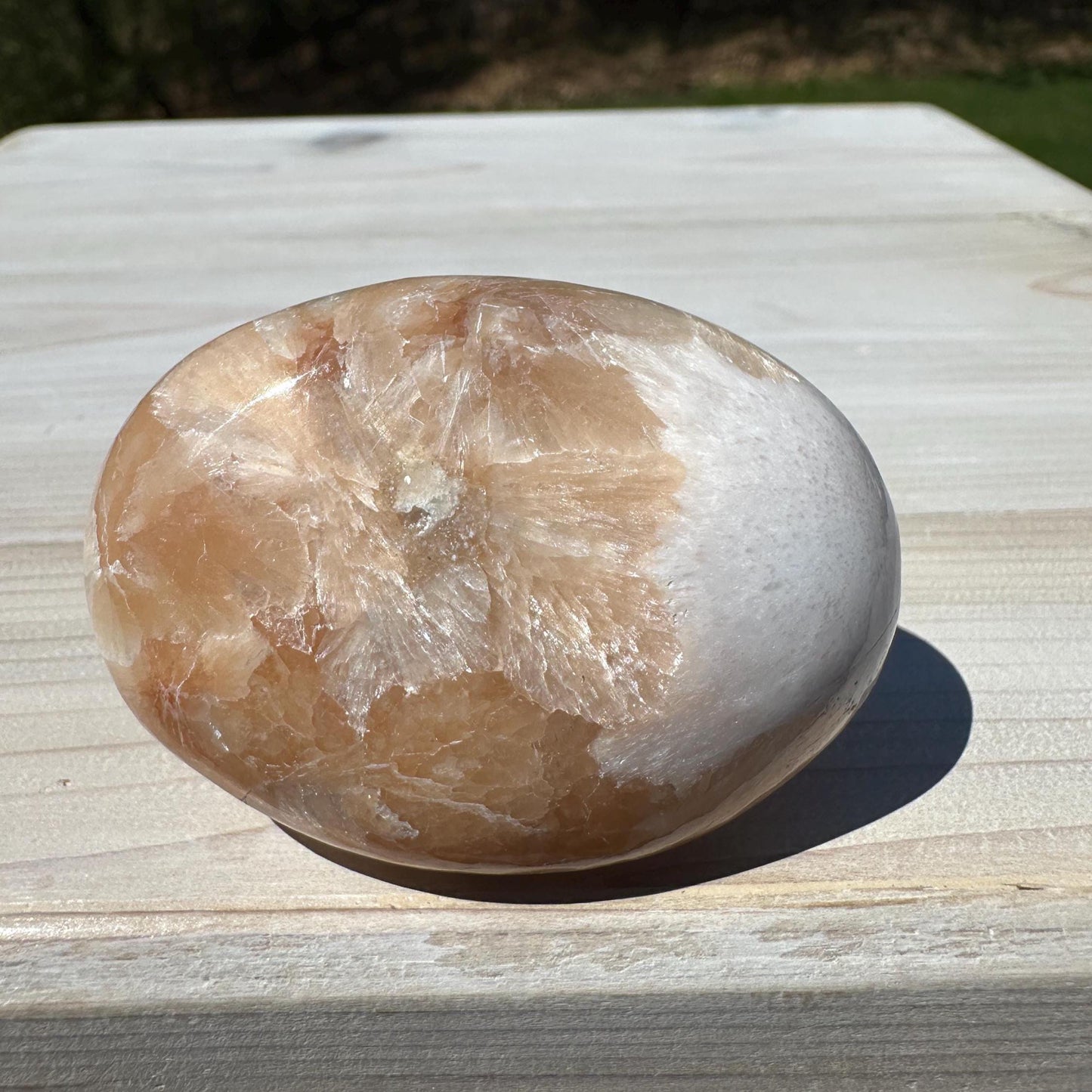 Gorgeous Polished Scolecite with Stilbite Palm Stone - #1