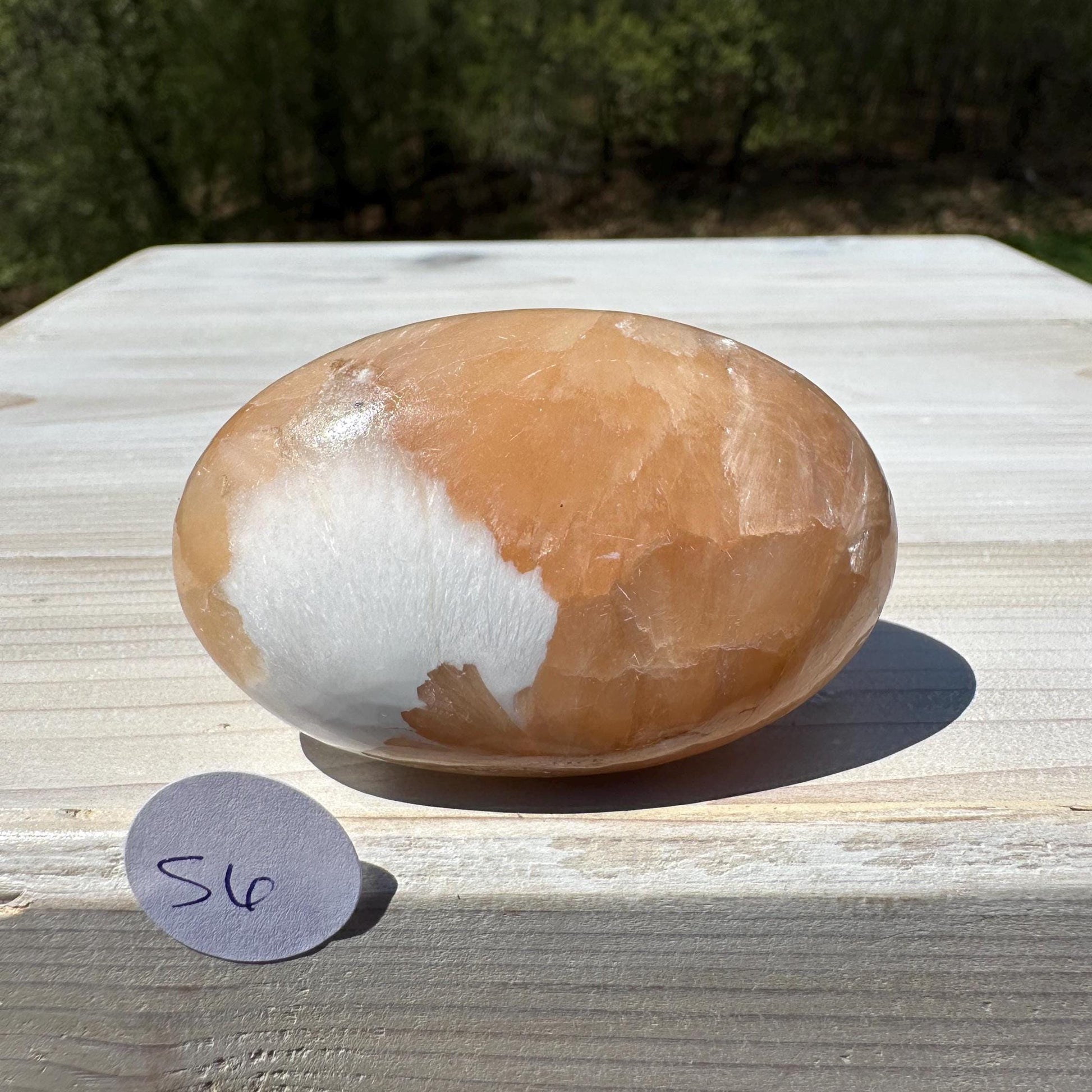 Gorgeous Polished Scolecite with Stilbite Palm Stone - #6