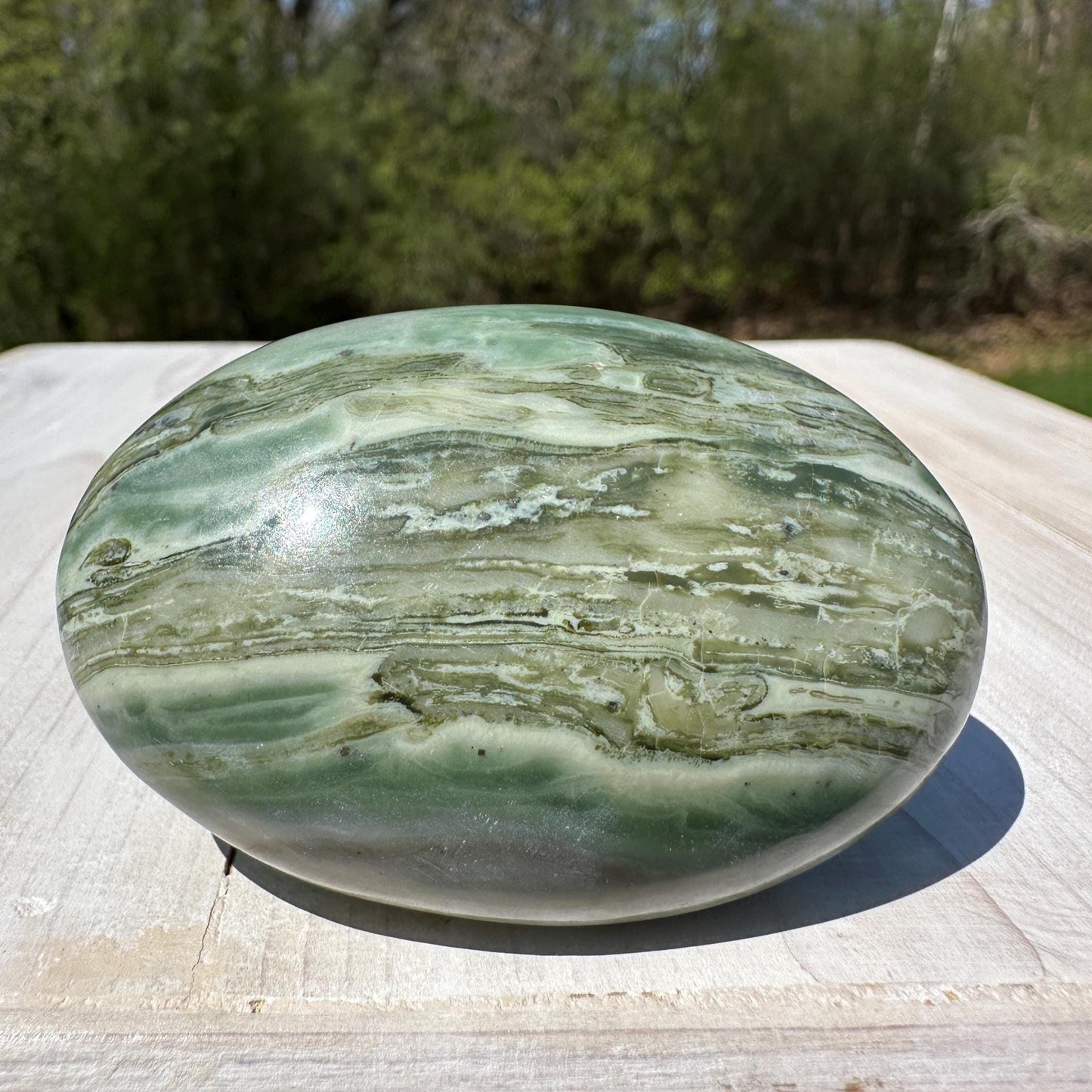 Polished Banded Serpentine Palm Stone | Infinite Stone Palm Stone - #1