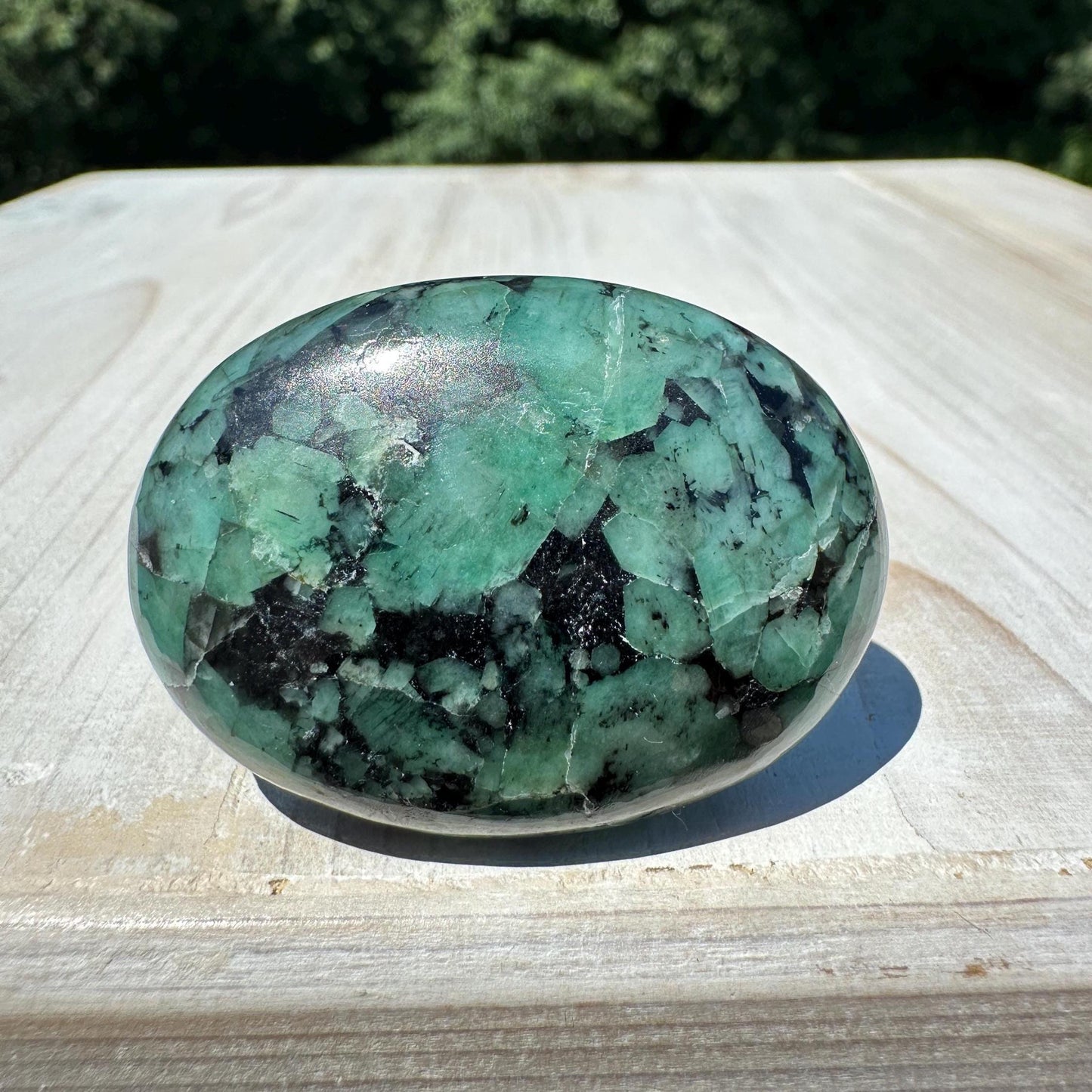 Beautiful Natural High Quality Emerald Polished Palm Stone - #1
