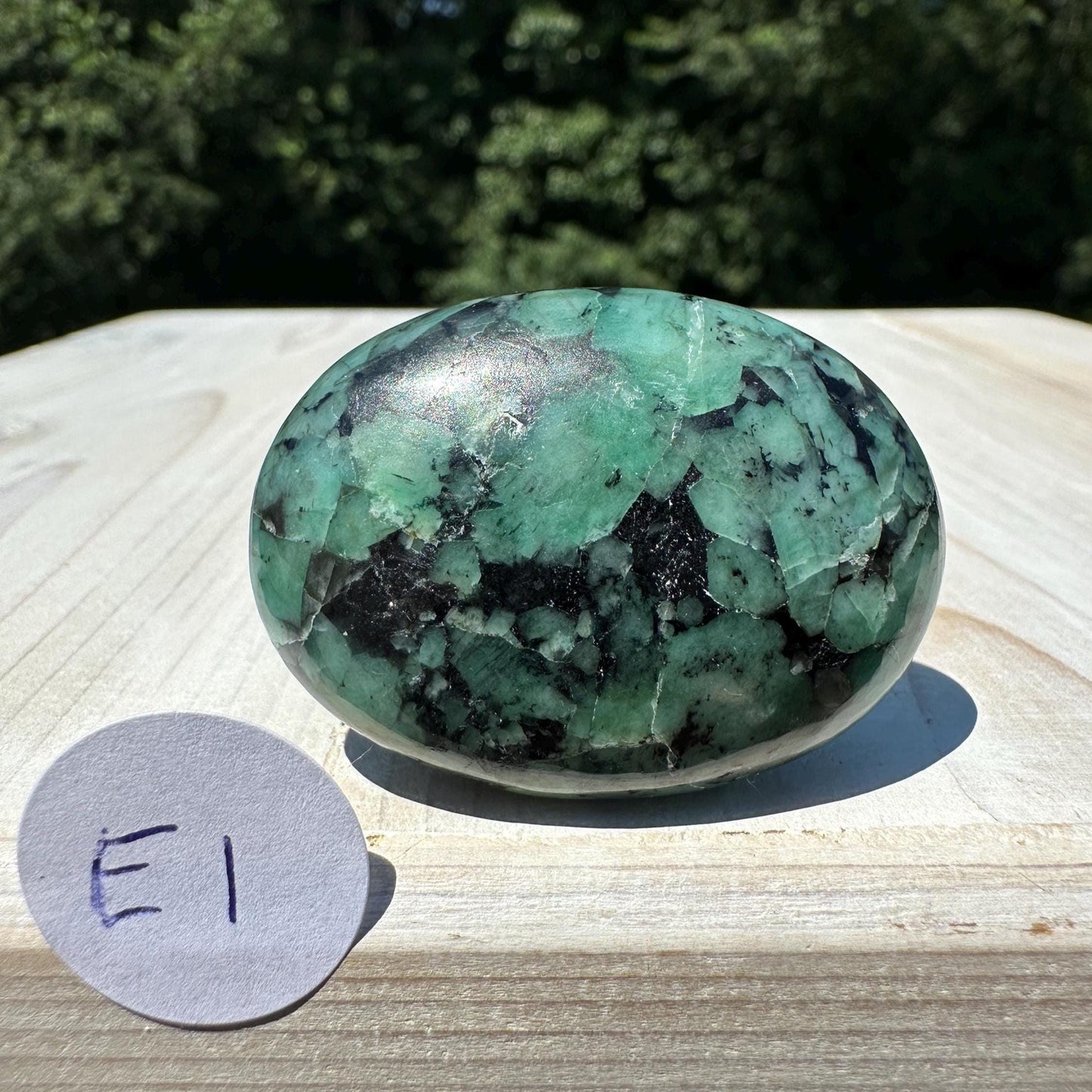 Beautiful Natural High Quality Emerald Polished Palm Stone - #1