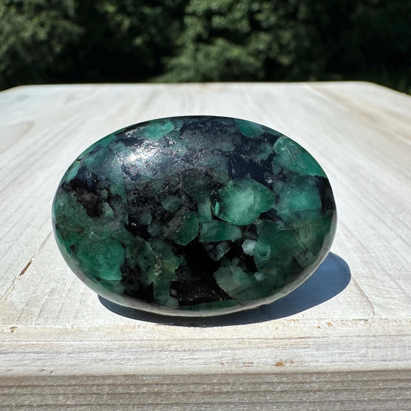 Beautiful Natural High Quality Emerald Polished Palm Stone - #2